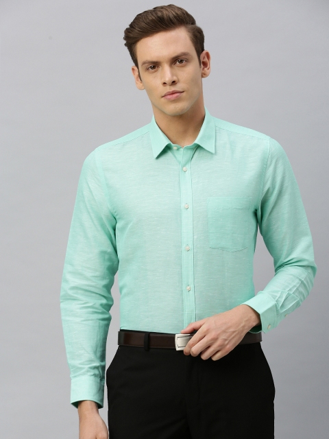 

Blackberrys Men Green Slim Fit Solid Linen Formal Shirt
