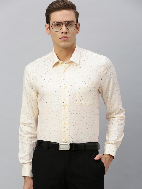 

Blackberrys Men Cream-Coloured & Rust Orange Slim Fit Printed Formal Shirt