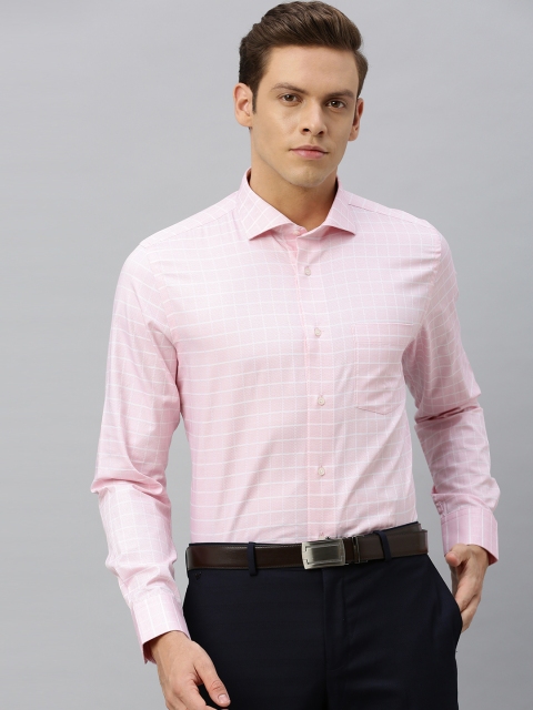 

Blackberrys Men Pink & White Slim Fit Checked Formal Shirt