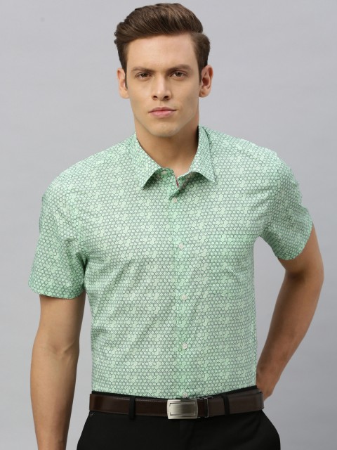 

Blackberrys Men Sea Green Slim Fit Printed Formal Shirt