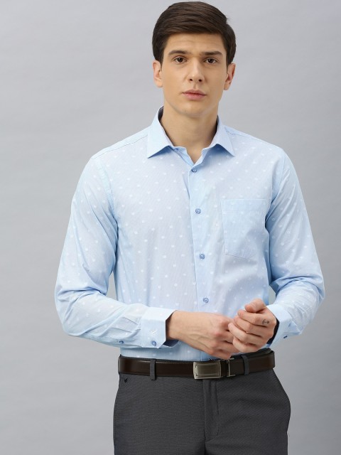 

Blackberrys Men Blue & White India Slim Fit Self-Design Formal Shirt