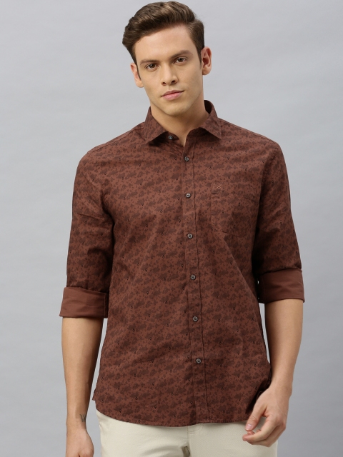 

Blackberrys Men Rust Brown Slim Fit Printed Casual Shirt