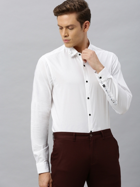 

Blackberrys Men White Trim Slim Fit Solid Smart Casual Shirt