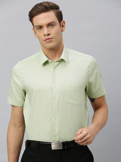 

Blackberrys Men Green & Black Slim Fit Printed Formal Shirt
