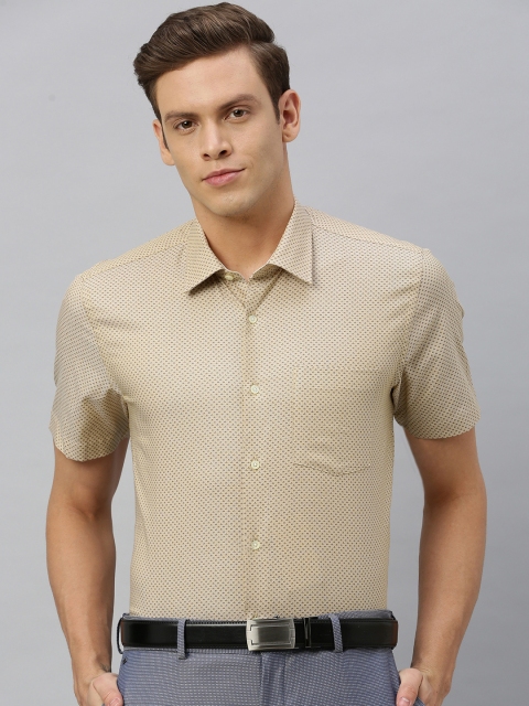 

Blackberrys Men Beige & Brown India Slim Fit Printed Formal Shirt