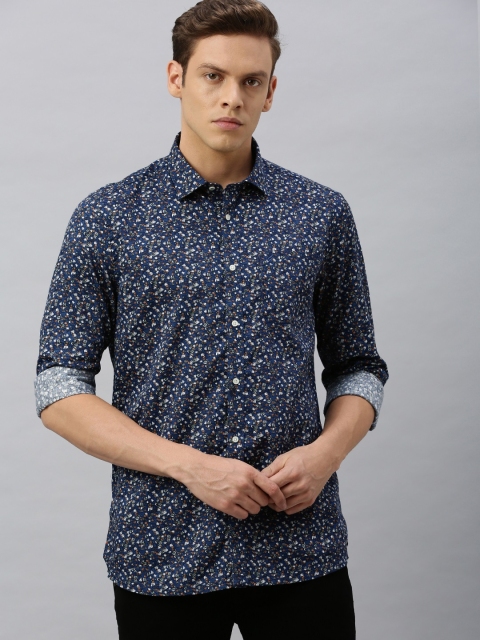 

Blackberrys Men Navy Blue & White Slim Fit Printed Casual Shirt