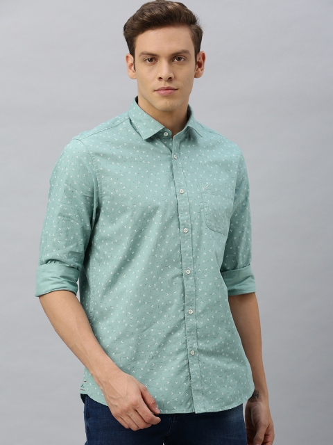 

Blackberrys Men Sea Green & White Slim Fit Printed Casual Shirt