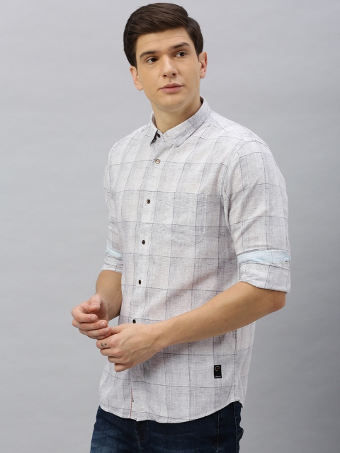 

Blackberrys Men Grey & Black Slim Fit Checked Casual Shirt