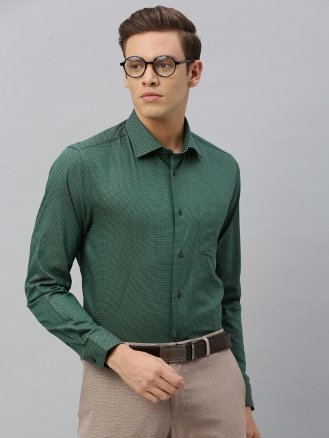 

Blackberrys Men Green & Mustard Yellow Slim Fit Printed Formal Shirt