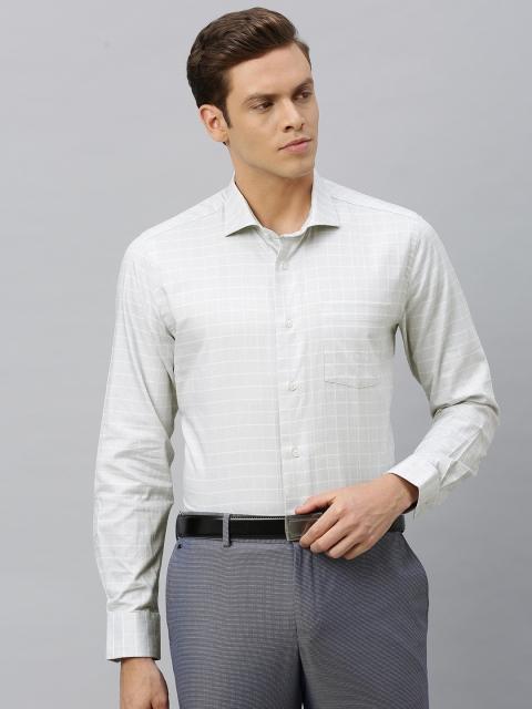 

Blackberrys Men Grey & White India Slim Fit Checked Formal Shirt
