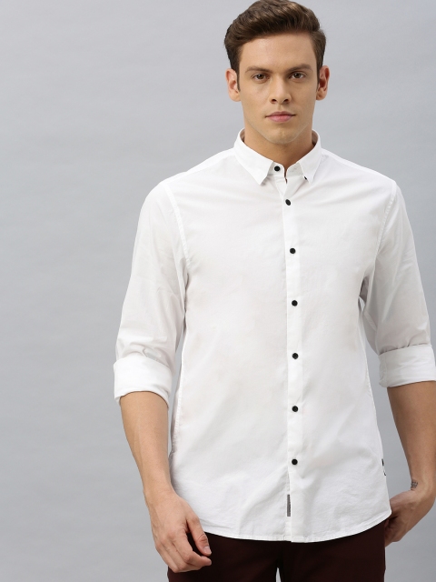 

Blackberrys Men White Trim Slim Fit Solid Casual Shirt