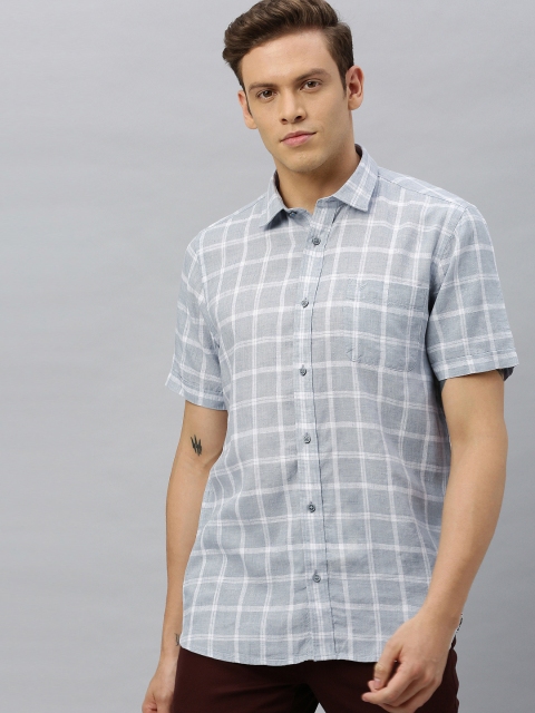 

Blackberrys Men Grey & White Slim Fit Checked Casual Shirt
