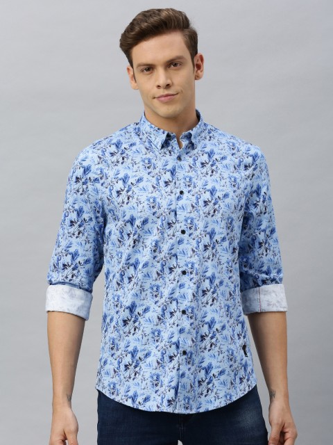 

Blackberrys Men Blue Trim Slim Fit Printed Casual Shirt