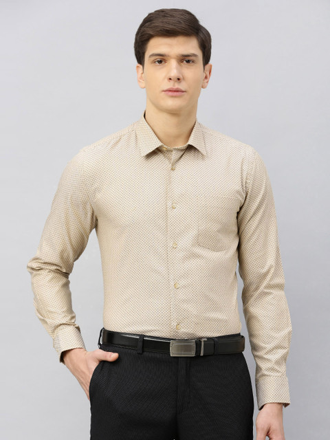 

Blackberrys Men Beige & Brown Slim Fit Printed Formal Shirt