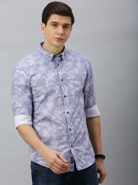 

Blackberrys Men Blue Trim Slim Fit Ethnic Printed Casual Shirt