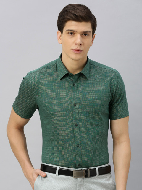 

Blackberrys Men Green & Black Slim Fit Self Design Formal Shirt