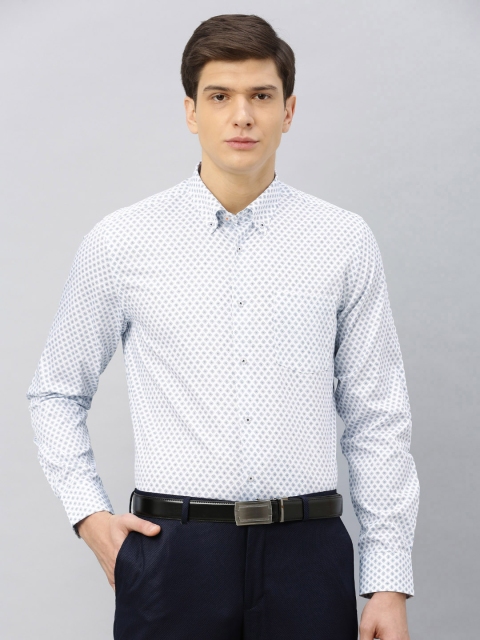 

Blackberrys Men White & Blue Slim Fit Printed Formal Shirt