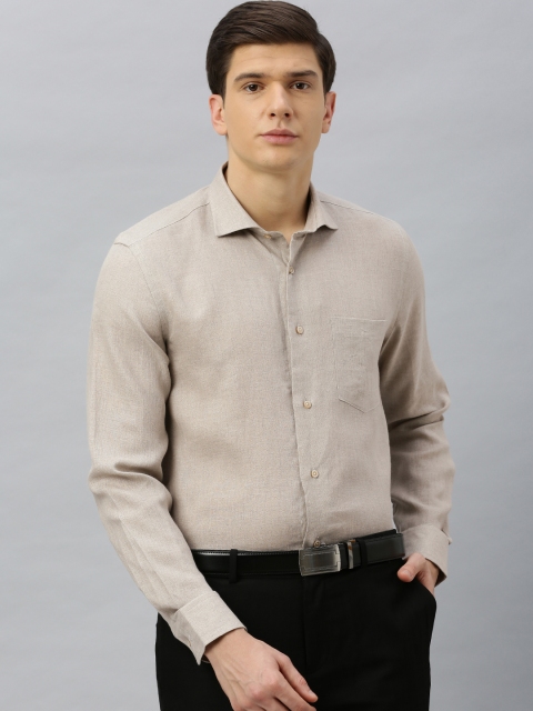 

Blackberrys Men Beige Slim Fit Solid Formal Linen Shirt