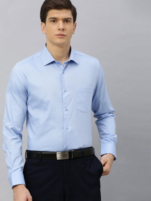 

Blackberrys Men Blue & White Slim Fit Checked Formal Shirt