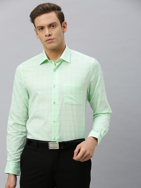 

Blackberrys Men Sea Green & Blue Slim Fit Checked Formal Shirt
