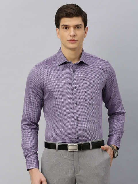 

Blackberrys Men Purple & White Slim Fit Self Design Formal Shirt