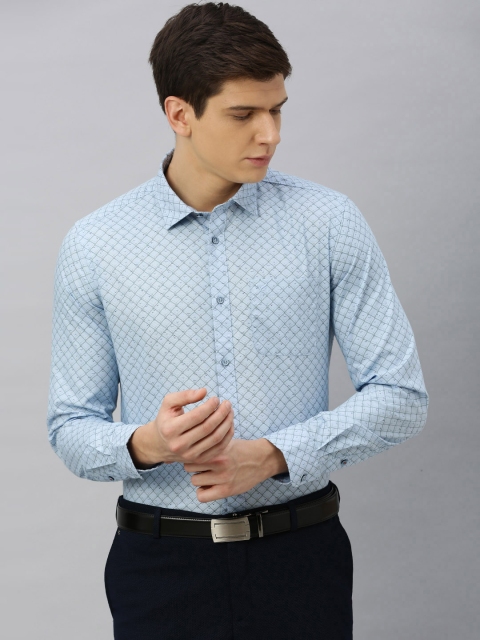 

Blackberrys Men Blue Nancy Slim Fit Printed Formal Shirt