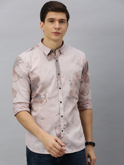 

Blackberrys Men Pink & Orange Slim Fit Printed Casual Shirt