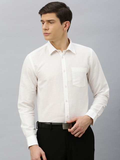 

Blackberrys Men Off-White Slim Fit Solid Formal Shirt