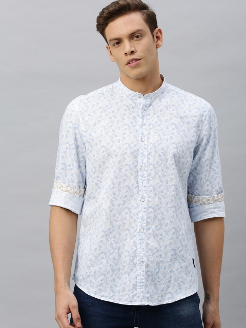

Blackberrys Men Blue & White Trim Skinny Fit Printed Casual Shirt