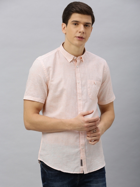 

Blackberrys Men Peach-Coloured Slim Fit Solid Casual Shirt
