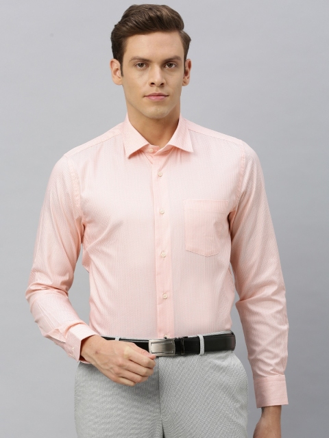 

Blackberrys Men Peach-Coloured India Slim Fit Self Design Formal Shirt