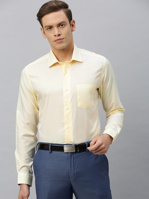 

Blackberrys Men Cream-Coloured Slim Fit Self Design Formal Shirt