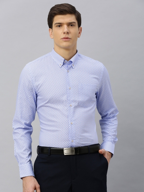 

Blackberrys Men Blue & White Phoenix Slim Fit Printed Formal Shirt