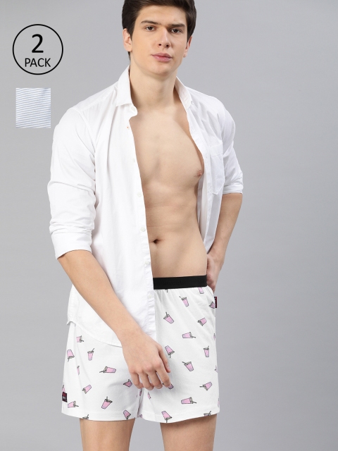 

THE BEAR HOUSE Men Pack of 2 Printed Boxers TBH-COLADA, White