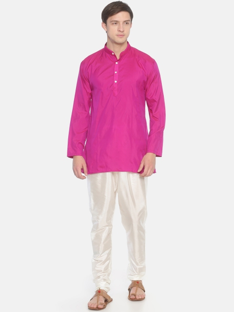 

Sethukrishna Men Pink & Beige Solid Kurta with Pyjamas