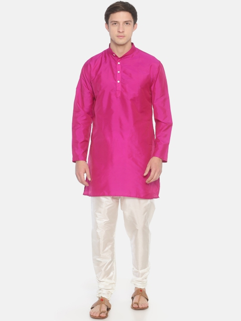 

Sethukrishna Men Pink Solid Kurta with Churidar