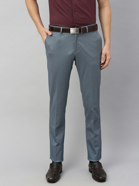 

Blackberrys Men Blue Slim Fit Self Design Formal Trousers