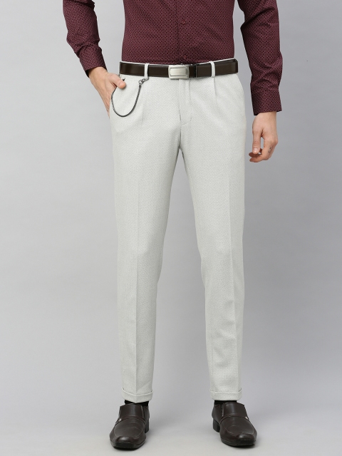 

Blackberrys Men Grey Skinny Fit Self Design Formal Trousers