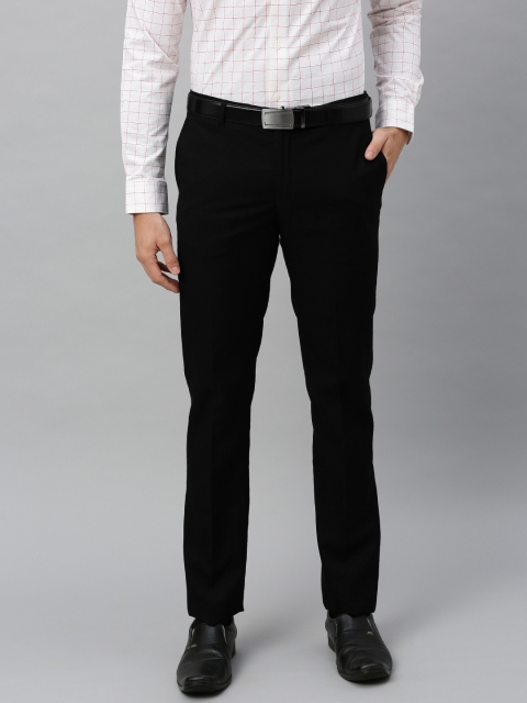 

Blackberrys Men Black Slim Fit Solid Formal Trousers