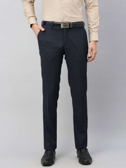 

Blackberrys Men Black Narrow Fit Printed Regular Trousers