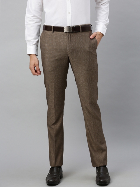 

Blackberrys Men Brown Tapered Fit Solid Formal Trousers