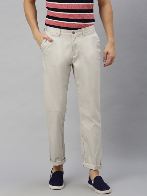 

Blackberrys Men Beige Narrow Regular Fit Self Design Regular Trousers