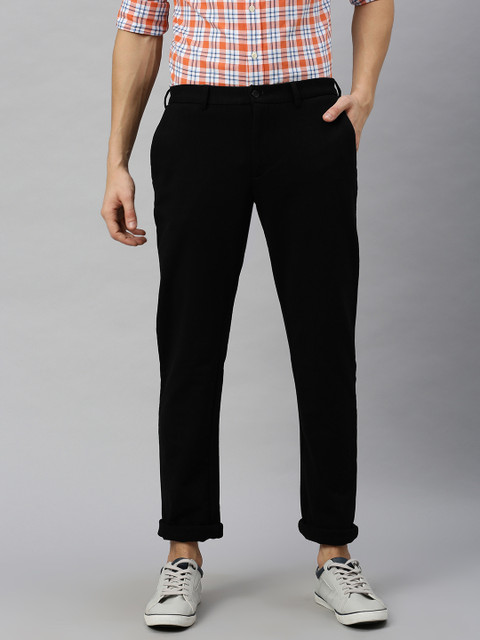 

Blackberrys Men Black Solid Regular Trousers