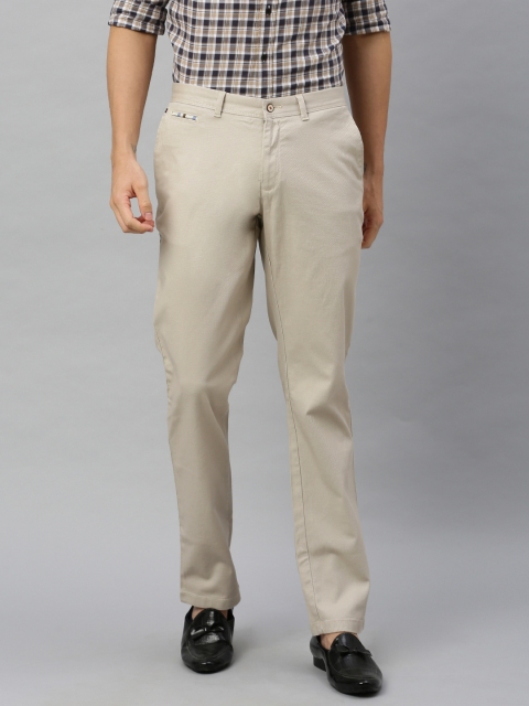 

Blackberrys Men Beige Smart Regular Fit Self Design Regular Trousers