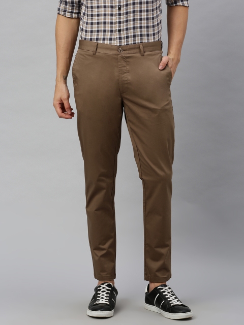 

Blackberrys Men Khaki Brown Narrow Regular Fit Solid Regular Trousers