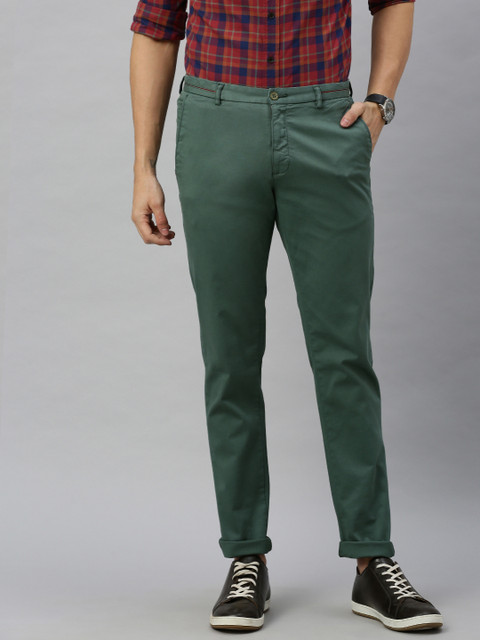 

Blackberrys Men Green Rogger Slim Fit Solid Regular Trousers