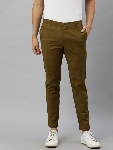 

Blackberrys Men Brown Lean Skinny Fit Checked Regular Trousers