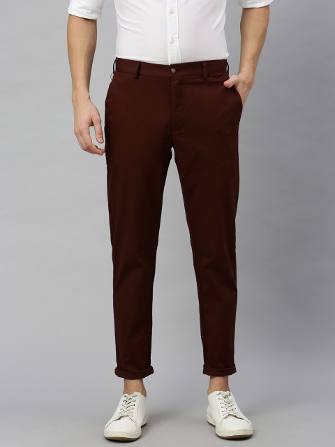 

Blackberrys Men Burgundy Slim Fit Solid Chinos