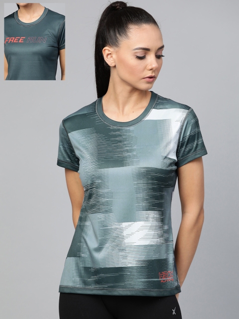 

HRX by Hrithik Roshan Women Anthracite Reversible, Colourblock Rapid-Dry N9 Antimicrobial technology Running Tshirts, Grey