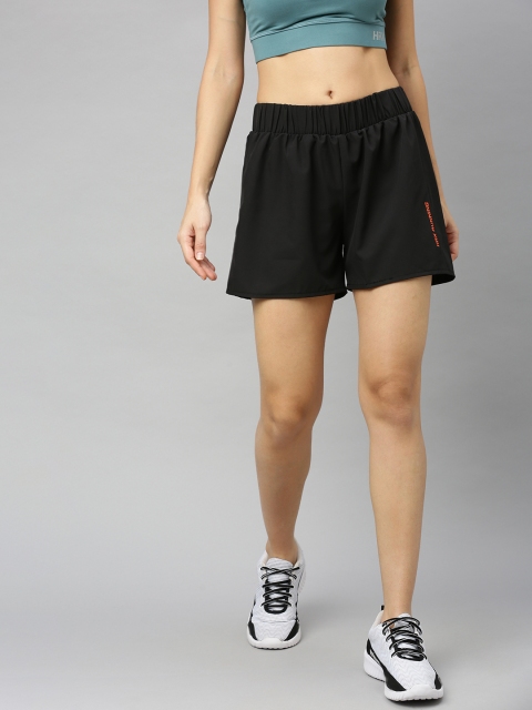 

HRX by Hrithik Roshan Women Jet Black Solid Regular Fit Rapid-Dry N9 Antimicrobial technology Running Shorts